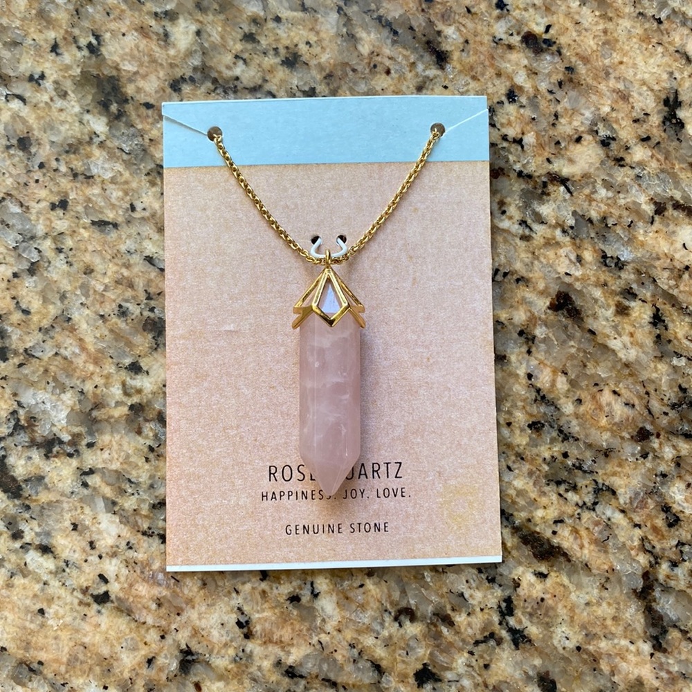 Rose Quartz Long Pendant Necklace